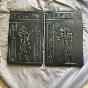 Egyptian Themed Black Wall Art Plaques